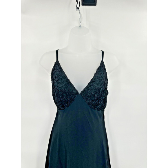 Babydoll Slip Dress Medium Maxi Coquette Black Whimsigoth Feminine Open Back - Picture 5 of 9